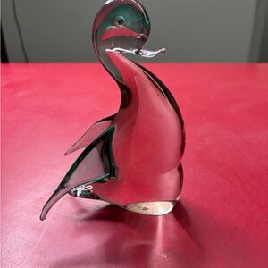 Elegant Glass Duck Figurine - Green and Clear